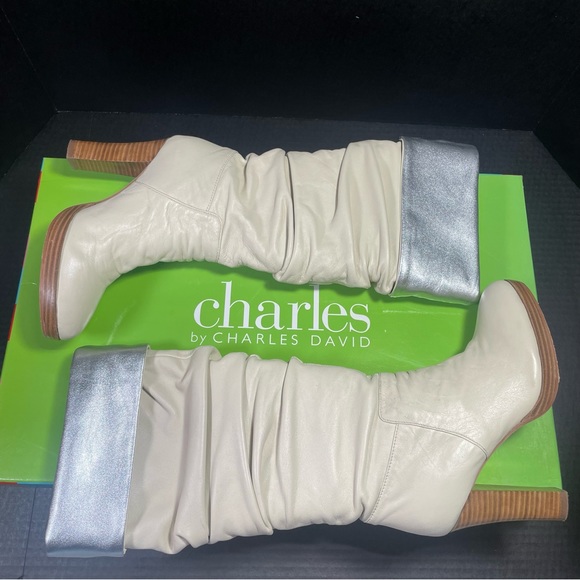 Charles David Elixir Cream and Silver Leather boots 5.5M - Picture 7 of 15